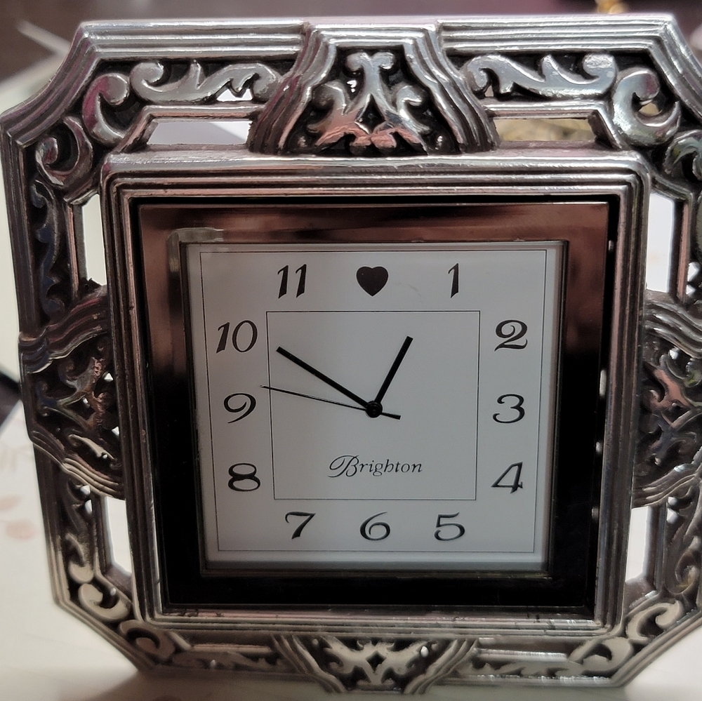 Brighton Silver Tango Square Clock Desk Table Counter Nightstand